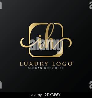 Initial IH letter Logo Design vector Template. Abstract Luxury Letter IH logo Design Stock Vector