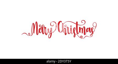Merry Christmas red hand lettering inscription to winter holiday design. Creative typography for Holiday Greeting Gift Poster. Calligraphy Font style Stock Vector