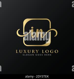 Initial IN letter Logo Design vector Template. Abstract Luxury Letter IN logo Design Stock Vector