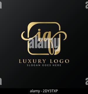 Initial IQ letter Logo Design vector Template. Abstract Luxury Letter IQ logo Design Stock Vector