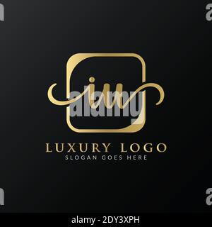 Initial IU letter Logo Design vector Template. Abstract Luxury Letter IU logo Design Stock Vector