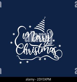Merry Christmas red hand lettering inscription to winter holiday design. Creative typography for Holiday Greeting Gift Poster. Calligraphy Font style Stock Vector