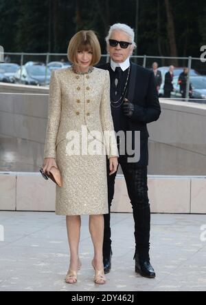 Anna Wintour and Karl Lagerfeld arriving at the Louis Vuitton art