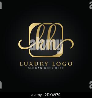 Linked Letter KH Logo Design vector Template. Creative Abstract KH Luxury Logo Design Vector Illustration Stock Vector