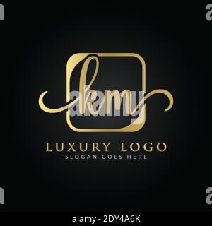 Linked Letter KM Logo Design vector Template. Creative Abstract KM Luxury Logo Design Vector Illustration Stock Vector