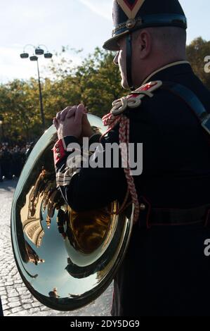 Atmosphere during a wreath laying ceremony at the Tomb of the Unknown Soldier as part of the Armistice Day celebrations, at the Arc de Triomphe in Paris, France on November 11, 2014. Photo by Thierry Orban/ABACAPRESS.COM Stock Photo