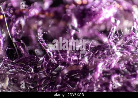 Close up of purple fabric fibers of a scarf . High quality photo Stock Photo