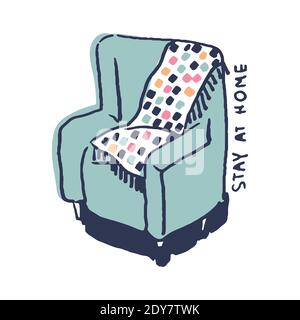 Soft chair in cute cozy hugge cartoon style illustration Stock Vector