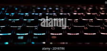 Close up of a back lit keyboard of a gaming laptop Stock Photo