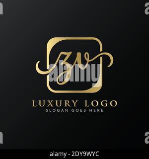 ZV Logo Design Vector Template. Initial Luxury Letter ZV Vector Illustration Stock Vector