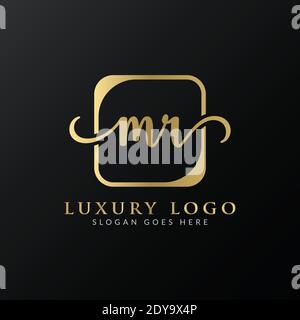 Initial MR letter Logo Design vector Template. Luxury Letter MR logo Design Stock Vector