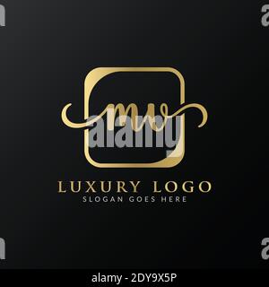Initial MV letter Logo Design vector Template. Luxury Letter MV logo Design Stock Vector