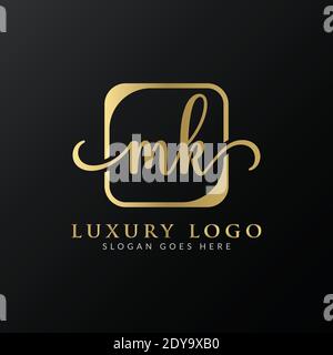 Initial MK letter Logo Design vector Template. Luxury Letter MK logo Design Stock Vector
