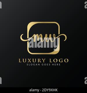 Initial MW letter Logo Design vector Template. Luxury Letter MW logo Design Stock Vector