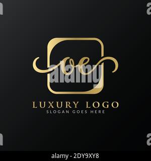 Initial Simple Letter OE Logo Design Vector Template. Abstract Luxury OE Letter Logo Design Stock Vector