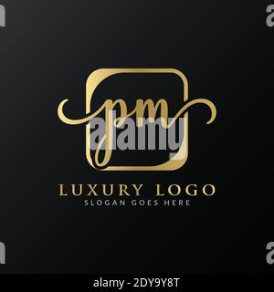 Initial PM Letter Logo Design Modern Typography Vector Template. Creative Luxury PM Logo Vector. Stock Vector