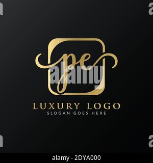 Initial PE Letter Logo Design Modern Typography Vector Template. Creative Luxury PE Logo Vector. Stock Vector
