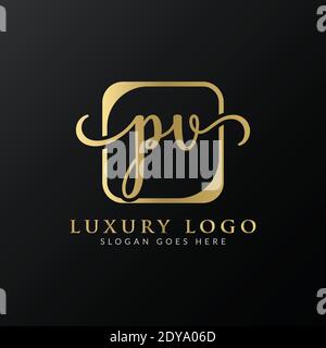 Initial PV Letter Logo Design Modern Typography Vector Template. Creative Luxury PV Logo Vector. Stock Vector