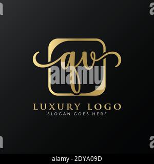 Initial Letter QV Logo Design Vector Template. Modern Luxury QV Letter Logo Design Stock Vector