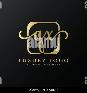 Initial Letter QX Logo Design Vector Template. Modern Luxury QX Letter Logo Design Stock Vector