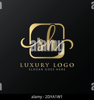Initial SH letter Logo Design vector Template. Abstract Luxury Letter SH logo Design Stock Vector
