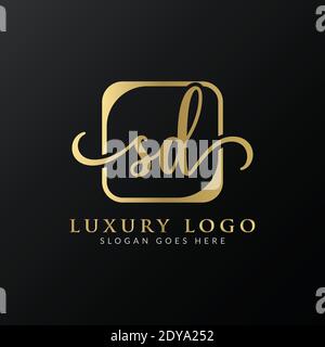 Initial SD letter Logo Design vector Template. Abstract Luxury Letter SD logo Design Stock Vector