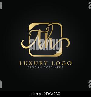 Initial TH letter Logo Design vector Template. Abstract Luxury Letter TH logo Design Stock Vector