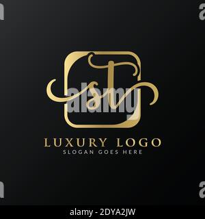 Initial ST letter Logo Design vector Template. Abstract Luxury Letter ST logo Design Stock Vector