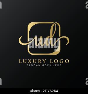Initial UD letter Logo Design vector Template. Abstract Luxury Letter UD logo Design Stock Vector