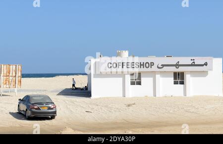 A rural coastal roadside coffee shop in Oman. Stock Photo