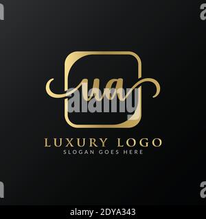 Initial UA letter Logo Design vector Template. Abstract Luxury Letter UA logo Design Stock Vector
