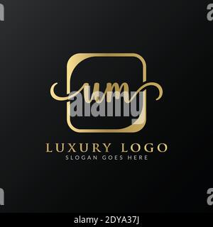 Initial UM letter Logo Design vector Template. Abstract Luxury Letter UM logo Design Stock Vector