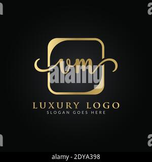 Initial VM Letter Logo Modern Typography Vector Template. Creative Luxury Letter VM Logo Vector. Stock Vector