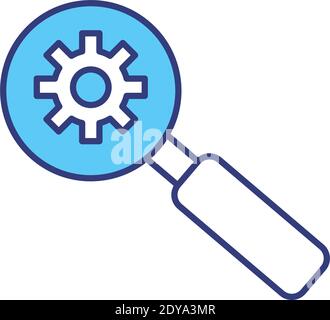 gear machine in magnifying glass line style icon vector illustration design Stock Vector
