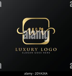 Creative letter WR Logo Design Vector Template. Initial Luxury Letter WR Logo Design Stock Vector