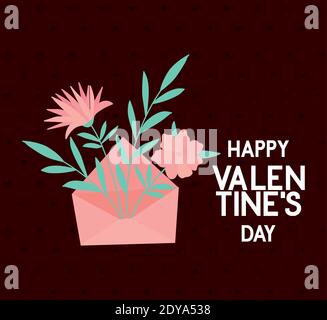 bundle of roses on a pink envelope over a crimson background Stock Vector