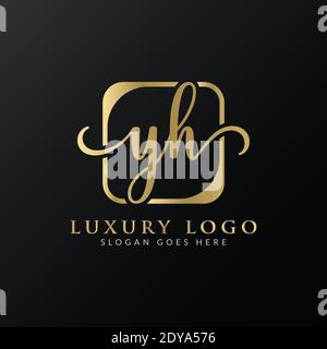 YH Logo Design Vector Template. Initial Luxury Letter YH Vector Illustration Stock Vector