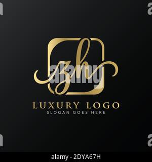 ZH Logo Design Vector Template. Initial Luxury Letter ZH Vector Illustration Stock Vector