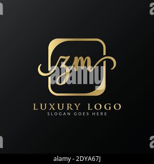 ZM Logo Design Vector Template. Initial Luxury Letter ZM Vector Illustration Stock Vector