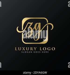 ZG Logo Design Vector Template. Initial Luxury Letter ZG Vector Illustration Stock Vector