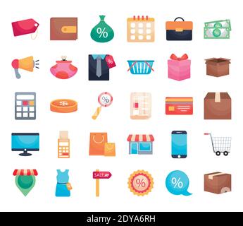 icon set of shopping over white background, colorful design, vector illustration Stock Vector