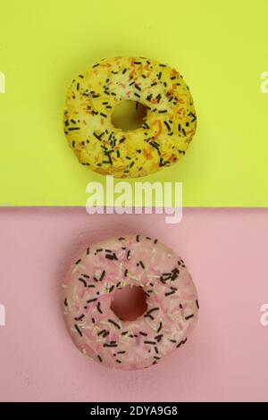 sweet donut with colored background. High quality photo Stock Photo