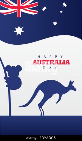 Hanging kangaroo Australia Day card in vector format Stock Vector Image ...
