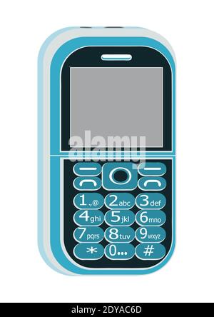 Picture of a blue color, keypad mobile phone, vector graphic design having in white background. Stock Vector