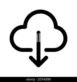 cloud with down arrow, restore from online storage icon, cloud download icon vector suitable for any purposes isolated on white background. Stock Vector