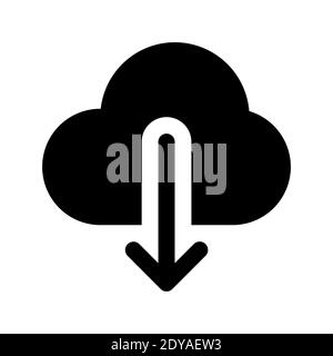 cloud with down arrow, restore from online storage icon, cloud download icon vector suitable for any purposes isolated on white background. Stock Vector