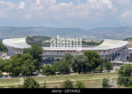 Telekom Arena, Views from Kale Fortress, Skopje, Macedonia (FYROM), Republic of Northern Macedonia Stock Photo