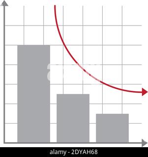 statistics bars and decrease arrow icon vector illustration design Stock Vector