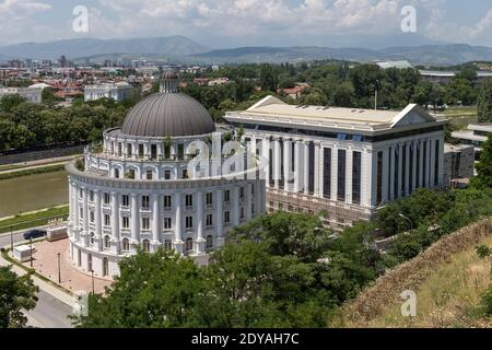 JP Vodovod i Kanalizacija =  PE Water Supply & Sewerage Enterprise building. Views from Kale Fortress, Skopje, Macedonia (FYROM)), Republic of Norther Stock Photo