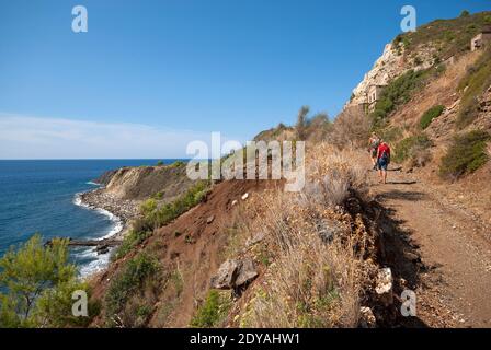 Hiking in Calamita mountain, Capoliveri, Elba Island, Tuscany, Italy Stock Photo